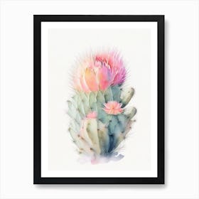 Woolly Torch Cactus Pastel Watercolour 1 Art Print