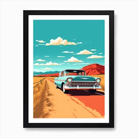 A Chevrolet Silverado Car In Route 66 Flat Illustration 2 Art Print