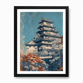 Himeji Castle Mid Century Modern Art Print