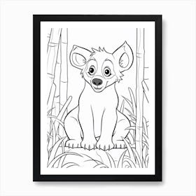 Line Art Jungle Animal Hyena 4 Art Print