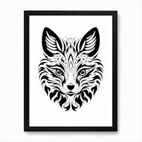 Linocut Fox Abstract Line Illustration 17 Art Print