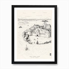 Trakai Island Castle Lithuania Gothic Architecture Pen Ink Illustration Art Print