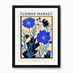 Blue Flower Market Poster Love In A Mist Nigella 1 Art Print