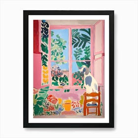 Open Window Matisse Inspired Dog Looking Out Art Print