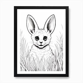 Line Art Jungle Animal Serval 2 Art Print