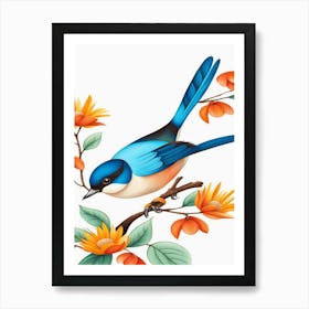 Bird Perched On A Branch Art Print