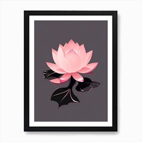 A Pink Lotus In Minimalist Style Vertical Composition 71 Art Print