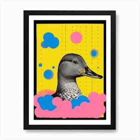 Yellow Portrait Of Duck In The Clouds Art Print