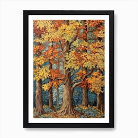 European Hornbeam 3 Vintage Autumn Tree Print  Art Print