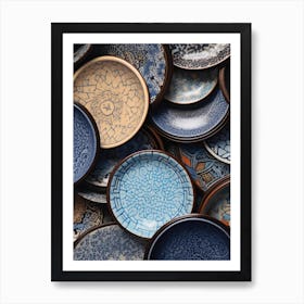 Blue And White Plates Art Print