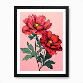 Red Cosmos 2 Art Print