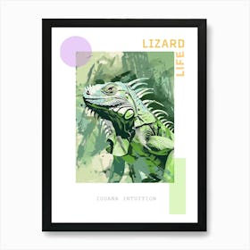 Green Iguana Modern Illustration 2 Poster Art Print