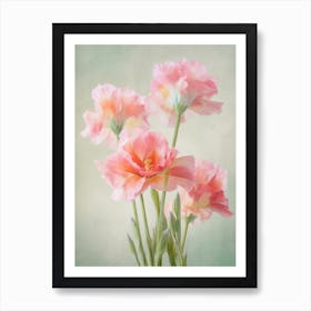 Gladioli Flowers Acrylic Painting In Pastel Colours 4 Art Print