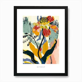 Colourful Flower Illustration Poster Buttercup 1 Art Print