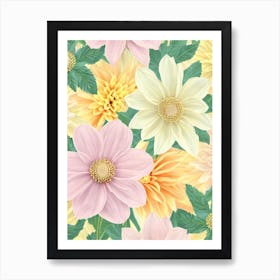 Dahlia Pastel Floral 1 Flower Art Print