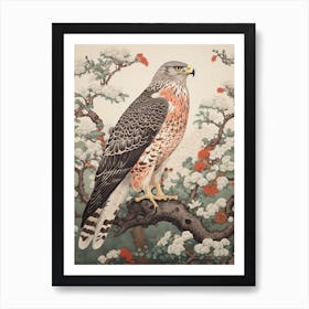 Ohara Koson Inspired Bird Painting Red Tailed Hawk 2 Art Print