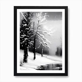 Winter Scenery,Snowflakes Black & White 2 Art Print