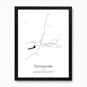 Partizanske,Slovakia Minimalist Map Affiche