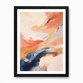 Navy And Orange Autumn Abstract Painting 4 Art Print