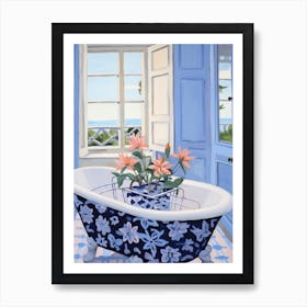 A Bathtube Full Of Columbine In A Bathroom 4 Art Print