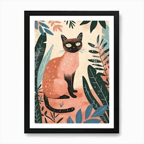 Balinese Cat Storybook Illustration 4 Art Print