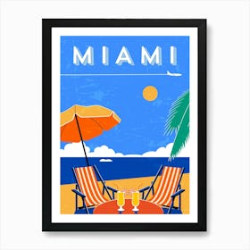 Miami beach, USA — Retro travel minimalist poster Art Print