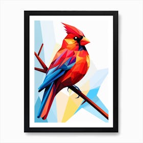 Colourful Geometric Bird Cardinal 2 Art Print