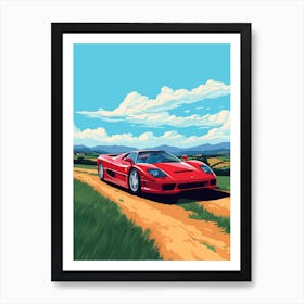 A Ferrari F50 In The Tuscany Italy Illustration 2 Art Print