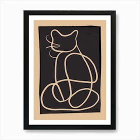 Abstract Line Art Cat Art Print