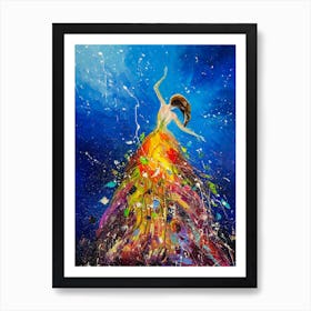 Dance in the Sky Woman Art Painting Art Print