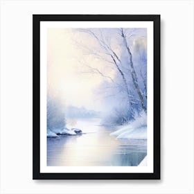 Frozen River Waterscape Gouache 2 Art Print