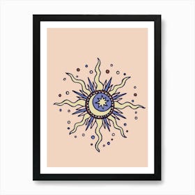 Hippie Sun And Moon Art Print