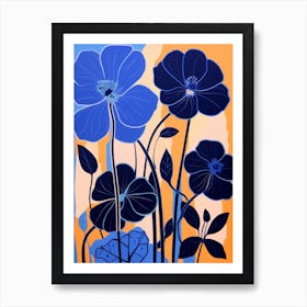 Blue Flower Illustration Nasturtium 3 Art Print