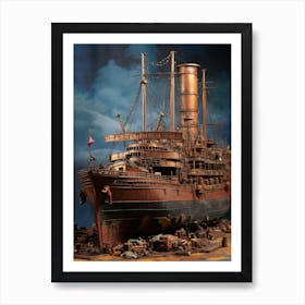 Titanic Ship Dramatic Illustration 1 Art Print