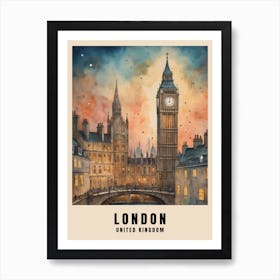 London Travel Poster Vintage United Kingdom Painting (17) Art Print