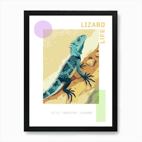 Fiji Crested Iguana Abstract Modern Illustration 3 Poster Art Print