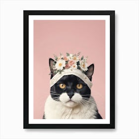 Cat With Flower Crown Art Print