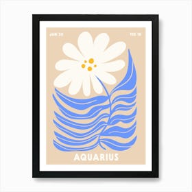 Aquarius Print Zodiac Poster Astrology Wall Decor Flower Market Botanical Art Print