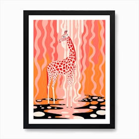 Swirl Pattern Giraffe Pink & Orange 1 Art Print