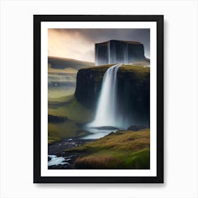 Kirkjufellsfoss Waterfall, Iceland Realistic Photograph (3) Art Print