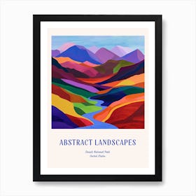 Colourful Abstract Denali National Park Usa 3 Poster Blue Art Print