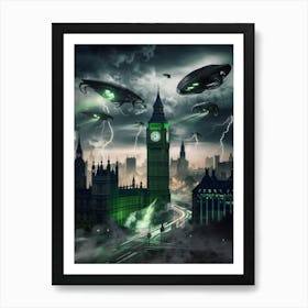 Aliens Over London 2 Art Print