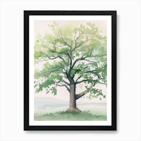 Alder Tree Atmospheric Watercolour Painting 6 Art Print