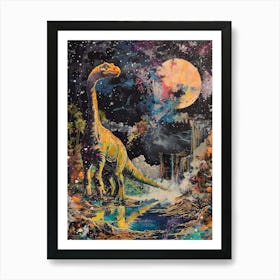 Dinosaur At Night Painting 1 Art Print