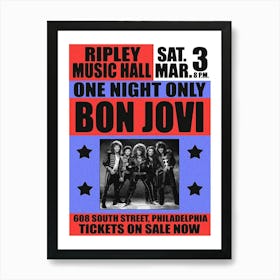 Bon Jovi 1984 Philadelphia Concert Poster Art Print