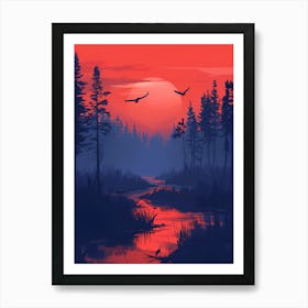 Sunset In The Forest 6 Art Print