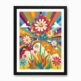 Psychedelic Flowers 1 Art Print