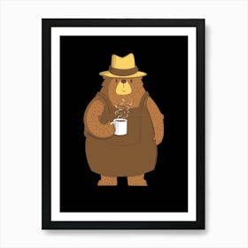 Bear With A Cup Of Coffee Art Print