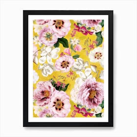 Colorful Spring Vintage Peony Garden Art Print