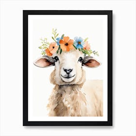 Baby Blacknose Sheep Flower Crown Bowties Animal Nursery Wall Art Print (6) Art Print